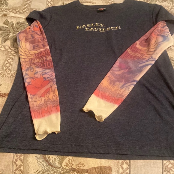Woman’s Harley Tshirt with tattoo sleeves attached size X-Large - Picture 2 of 9